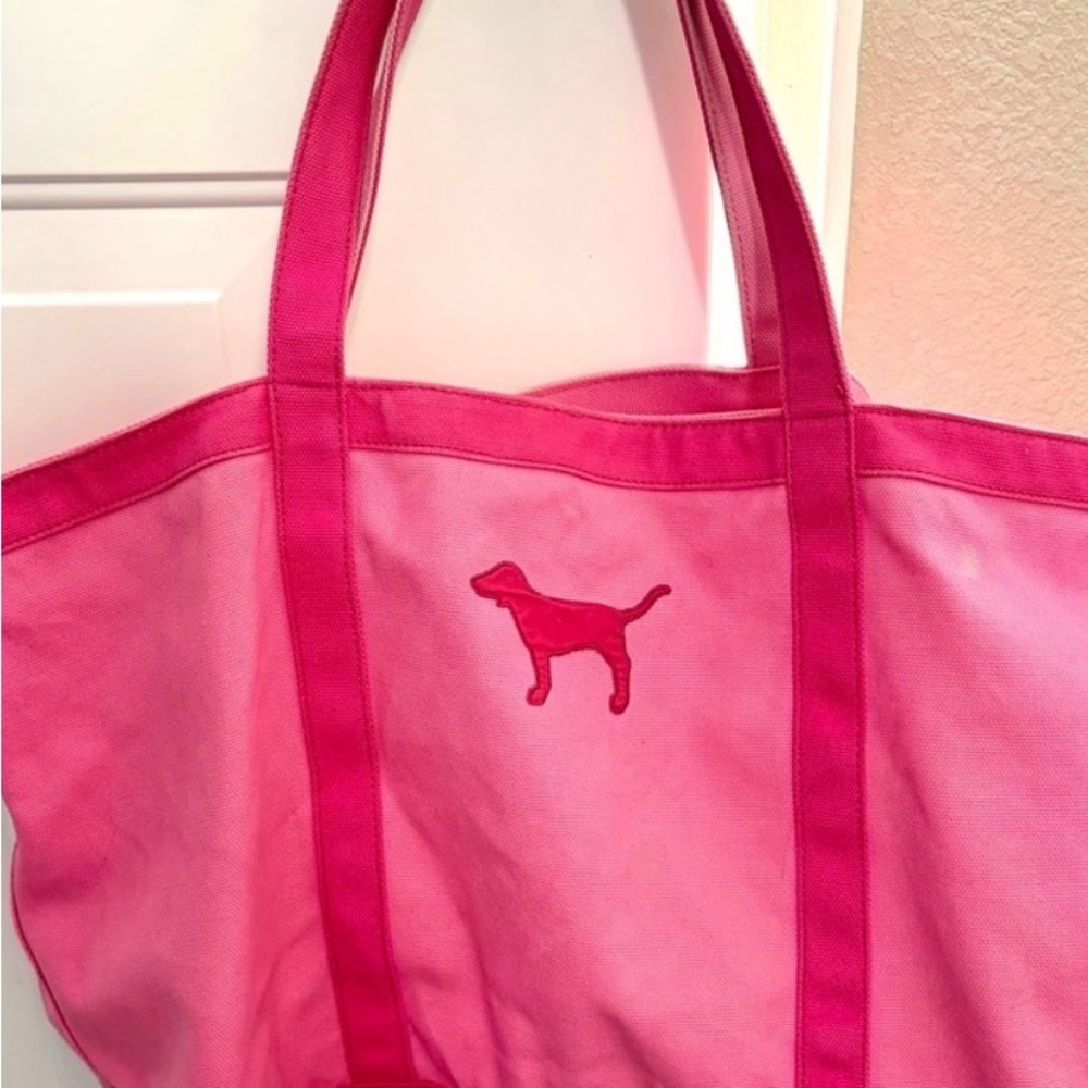 Vibrant Pink Dog Embroidered Tote Bag